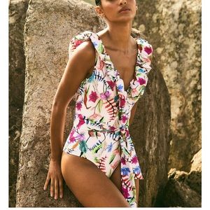 COPY - One Piece | PatBO Womens Zamia Ruffle Plunge Swimsuit WHITE